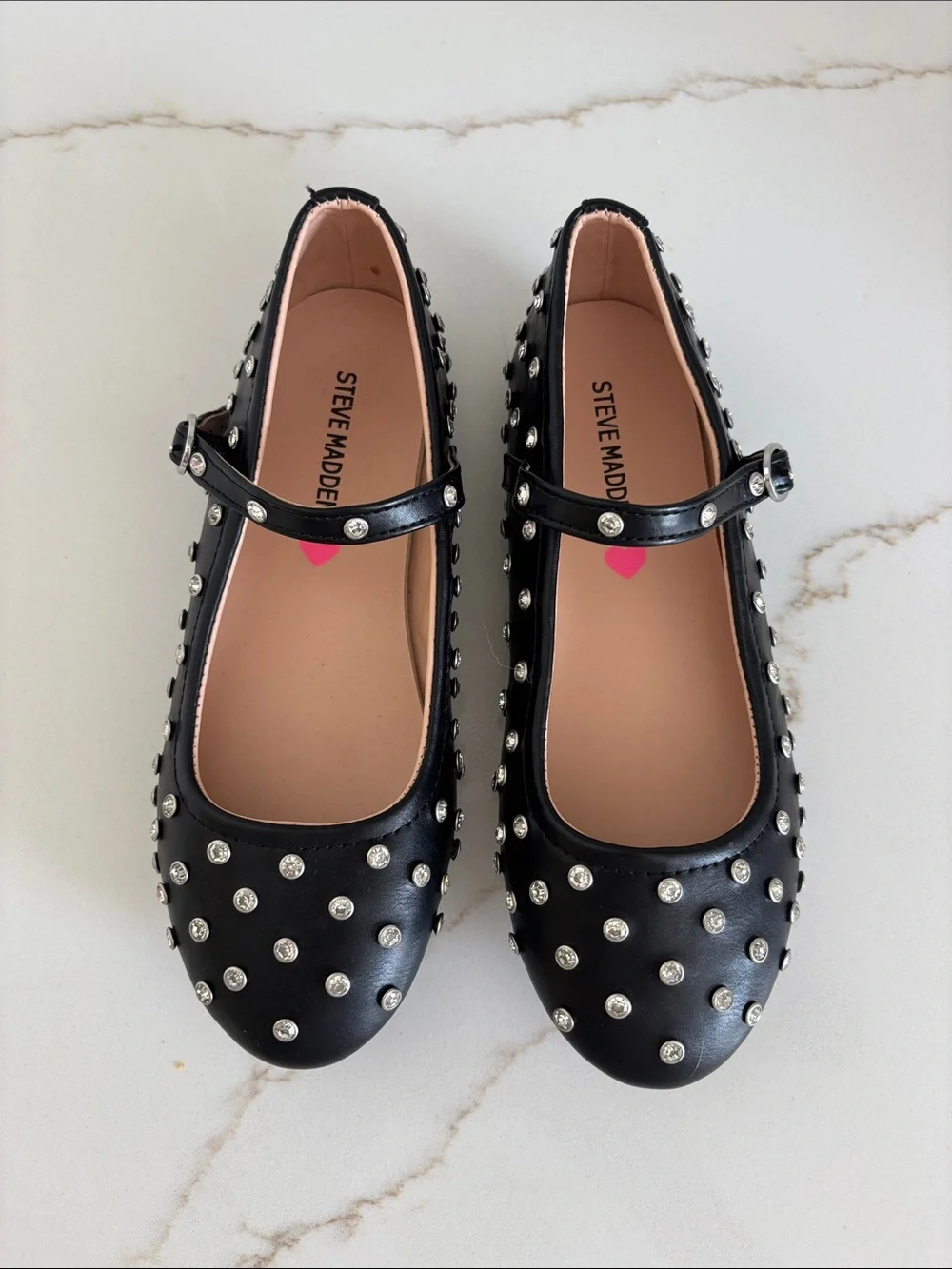 Steve Madden Black Studded Mary Jane Flats for Kids